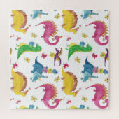 Dinosaurier-Party: Aquarellmuster. Puzzle (Horizontal)