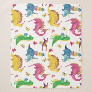 Dinosaurier-Party: Aquarellmuster. Sherpadecke