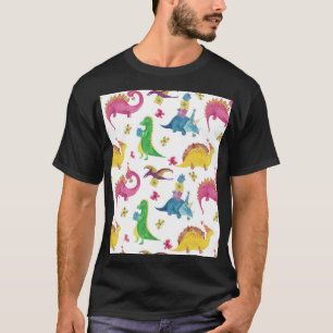 Dinosaurier-Party: Aquarellmuster. T-Shirt