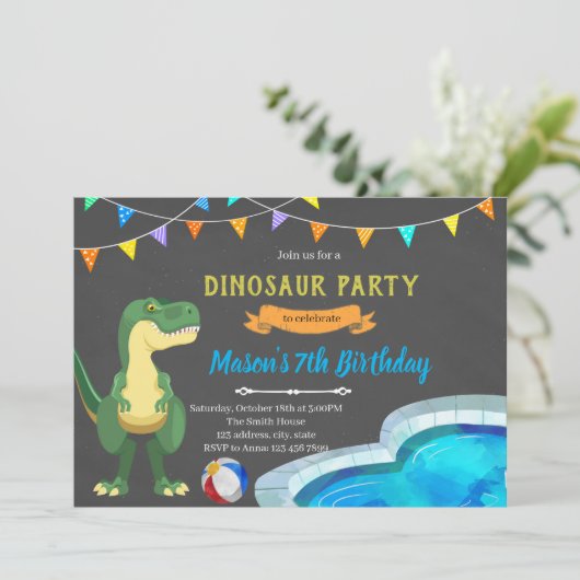 Dinosaurier-Party Einladung (Stehend Vorderseite)