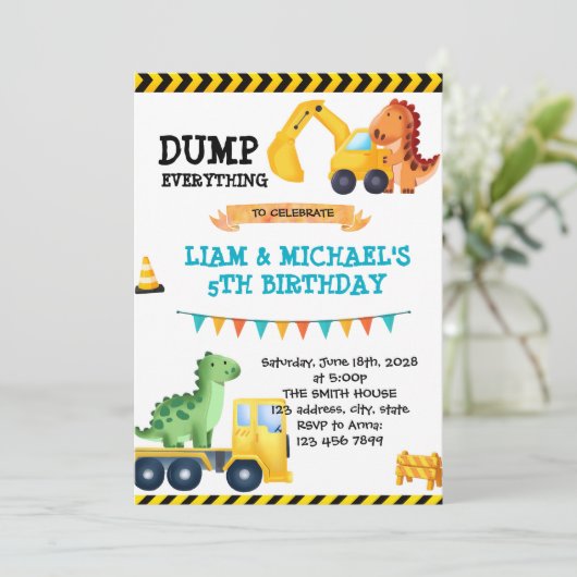 Dinosaurier-Party Einladung (Stehend Vorderseite)