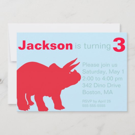 Dinosaurier-Party Einladungen für Kinder (Vorderseite)