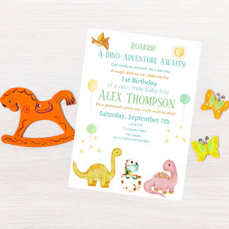 Dinosaurier Party Erster Geburtstag Einladung