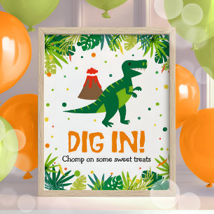 Dinosaurier Party Food Süßigkeiten Unterschreiben Poster