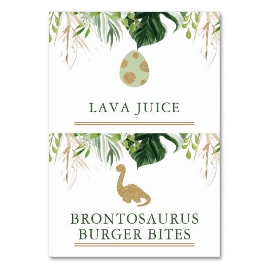 Dinosaurier Party Food Zelt Cards Tischnummer (Vorderseite)