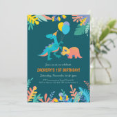 Dinosaurier Party Geburtstagseinladung Einladung (Stehend Vorderseite)