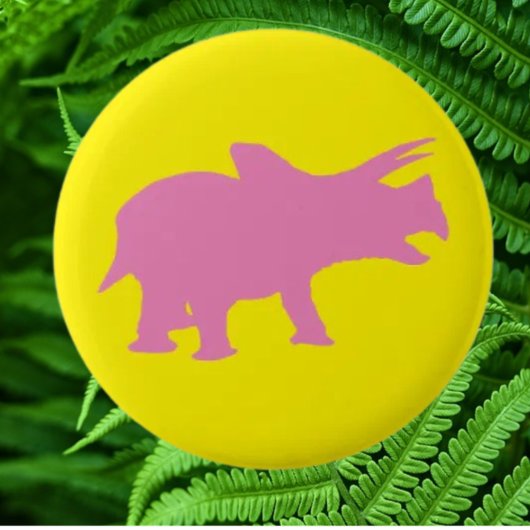 Dinosaurier Party Gelb Button