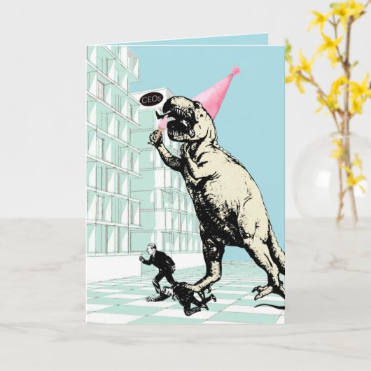 Dinosaurier Party! Karte (Gelbe Blume)