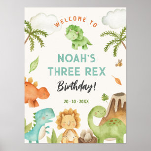 Dinosaurier Party Signs - Junge Geburtstag Begrüßu Poster