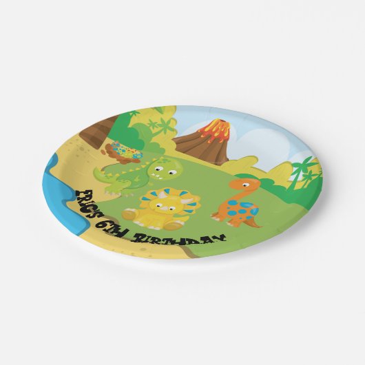 Dinosaurier-Party-Teller Pappteller (Schrägansicht)