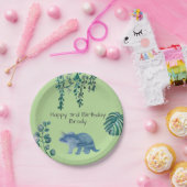 Dinosaurier Party Triceratops Green Pappteller (Party)