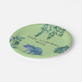 Dinosaurier Party Triceratops Green Pappteller (Schrägansicht)