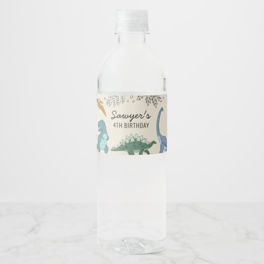 Dinosaurier Party Wasser Flasche Etikett (Vorderseite)