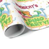 Dinosaurier Party Zeit hinzufügen Name Boy's Gebur Geschenkpapier (Rolleneckpunkt)