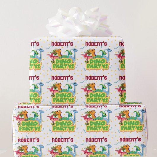 Dinosaurier Party Zeit hinzufügen Name Boy's Gebur Geschenkpapier
