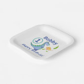 Dinosaurier personalisieren 1. Geburtstag Kleiner Pappteller (Gewinkelt)