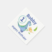 Dinosaurier personalisieren 1. Geburtstag Kleiner Serviette (Ecke)