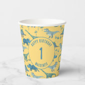 Dinosaurier Personalisiert Age Kindergeburtstag Pa Pappbecher (Vorderseite)