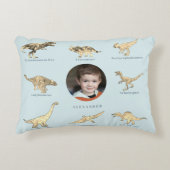 Dinosaurier Personalisiert Boys Foto und Name Blau Dekokissen (Vorderseite)