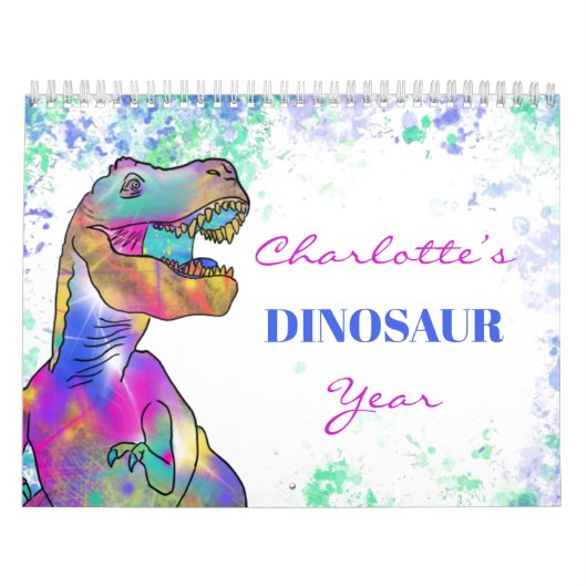Dinosaurier personalisiert farbig kalender (Titelbild)