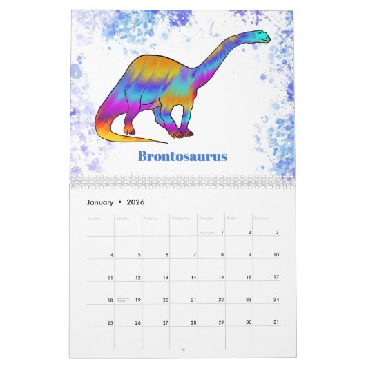 Dinosaurier personalisiert farbig kalender (Jan 2026)