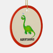 Dinosaurier Personalisiert mit Kindername Keramik Ornament (Rechts)