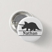 Dinosaurier Personalisiert Name Triceratops Button (Vorne & Hinten)