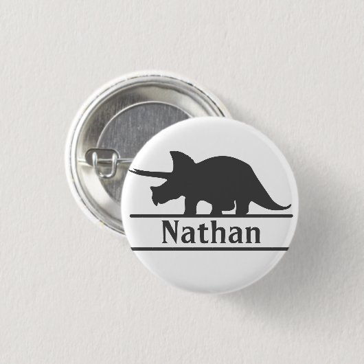 Dinosaurier Personalisiert Name Triceratops Button (Vorne & Hinten)