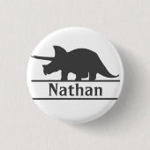 Dinosaurier Personalisiert Name Triceratops Button (Vorderseite)