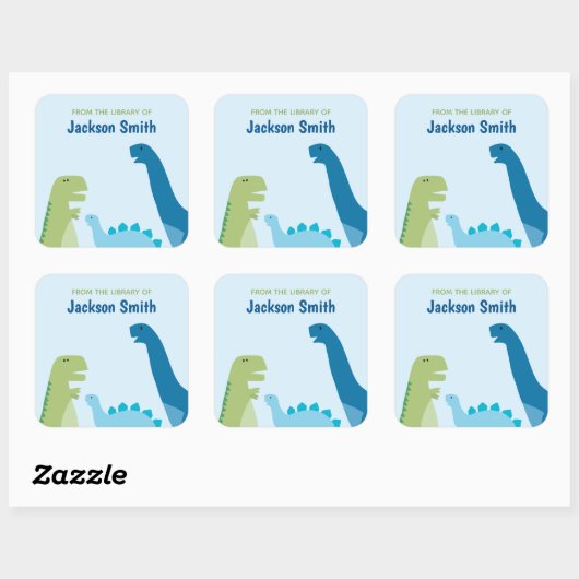 Dinosaurier Personalisiert Quadratischer Aufkleber (Blatt)
