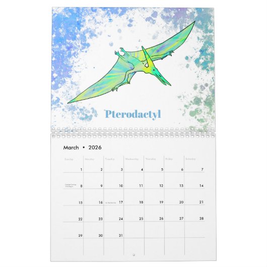 Dinosaurier personalisierter Kinderkalender Kalender (Mär 2026)