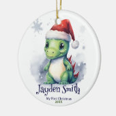 Dinosaurier Personalisierter Name Erster Weihnacht Keramik Ornament (Links)