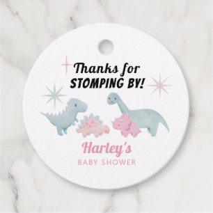 Dinosaurier Pink Babydusche Geschenkanhänger
