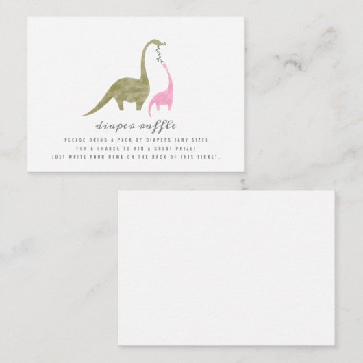 Dinosaurier Pink Babydusche Windelwanne Raffle Begleitkarte (Vorne/Hinten)