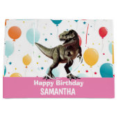 Dinosaurier Pink Party Balloons Große Geschenktüte (Vorderseite)