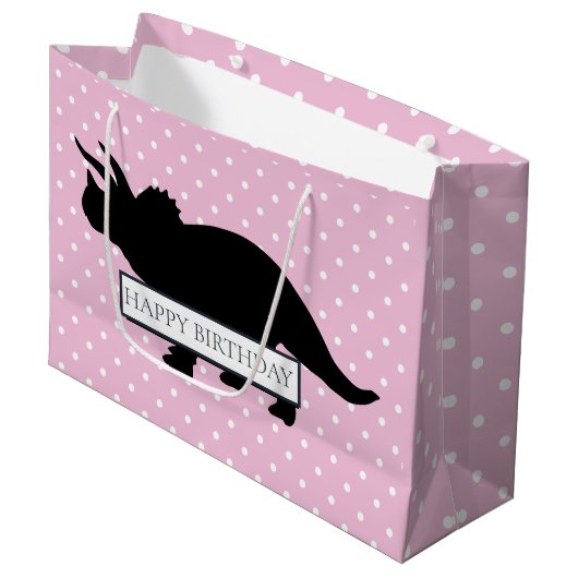 Dinosaurier Pink Poker Muster Große Boy Tasche Große Geschenktüte (Vorderseite Schrägansicht)