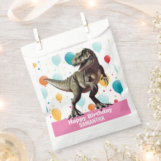 Dinosaurier Pink T Rex Geschenktütchen (Ausgeschnitten)