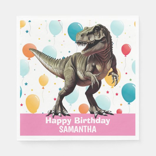 Dinosaurier Pink T Rex Serviette (Vorderseite)