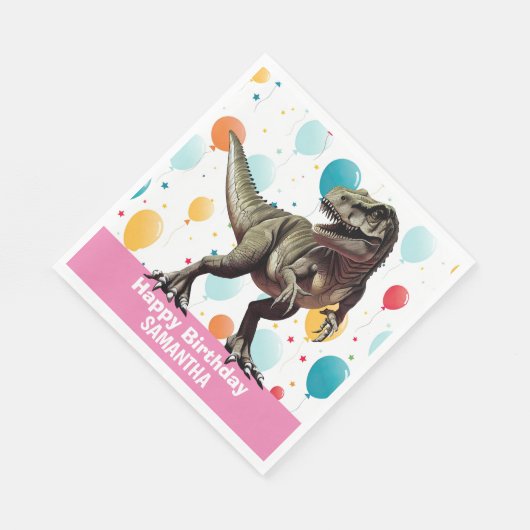 Dinosaurier Pink T Rex Serviette (Ecke)