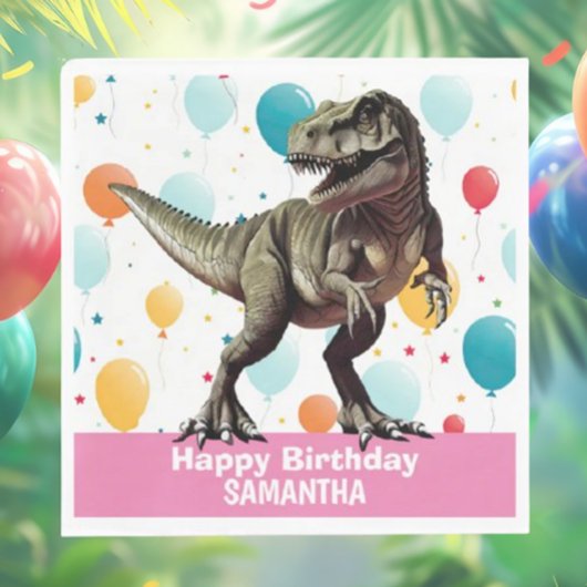 Dinosaurier Pink T Rex Serviette