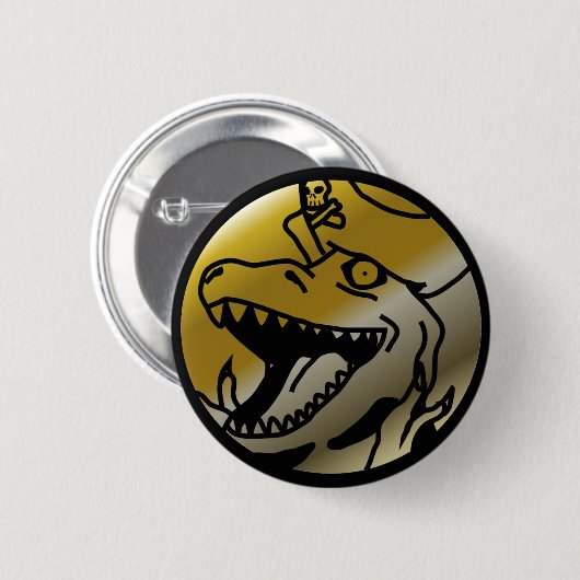 Dinosaurier-Piraten-Knopf Button (Vorne & Hinten)
