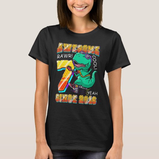 Dinosaurier Play Guitar Phantastisch seit 2016 Rex T-Shirt (Vorderseite)
