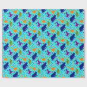 Dinosaurier Polka Dot farbig für Kinder Geschenkpapier (Flach)