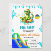 Dinosaurier Pool Einladung (Vorderseite)