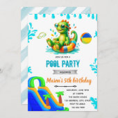Dinosaurier Pool Einladung (Vorne/Hinten)