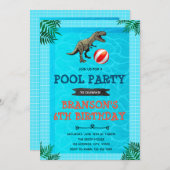 Dinosaurier Pool Party Einladung (Vorne/Hinten)