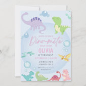 Dinosaurier-Pool Party Mädchen Geburtstag Einladung (Vorderseite)