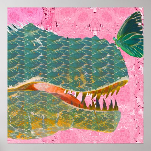 Dinosaurier Poster mit Butterfly Art Print (Vorne)