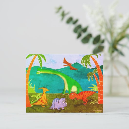 Dinosaurier Postkarte (Stehend Vorderseite)