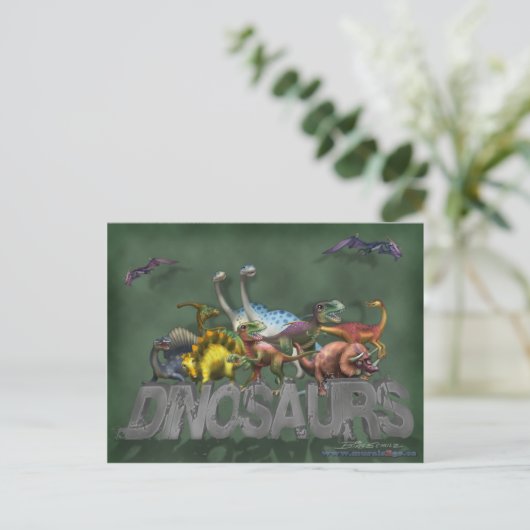Dinosaurier Postkarte (Stehend Vorderseite)